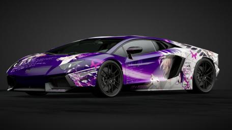 Vibrant Anime Lamborghini Aventador Wallpaper wallpaper