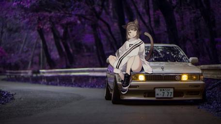 Toyota Chaser Night Vibe Anime Scene wallpaper