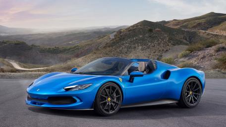 Sleek Blue Ferrari 296 GTB Roadster Wallpaper wallpaper