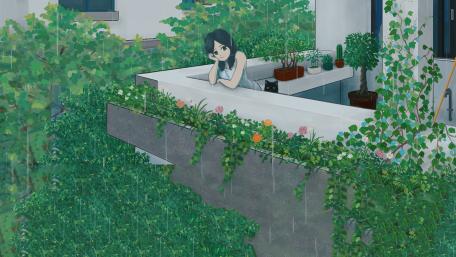Peaceful Anime Terrace in 4K wallpaper