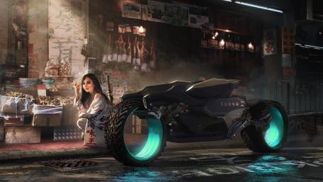 Futuristic Streets and Cyber Bike Adventure wallpaper