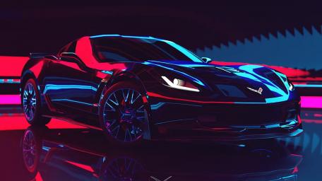 Sleek Chevrolet Corvette in Neon Glow wallpaper