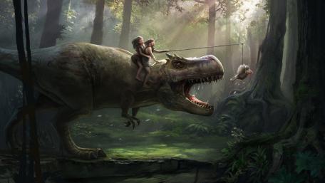 Dinosaur riding wallpaper