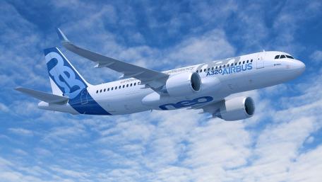 Airbus A320 in Flight Over Blue Skies wallpaper