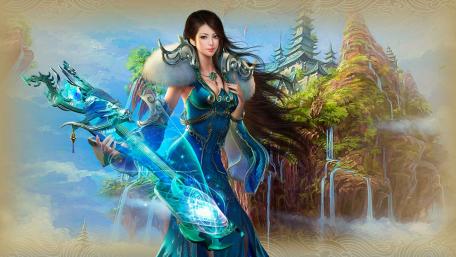 Mystical Warrior in Enchanted Landscapes wallpaper