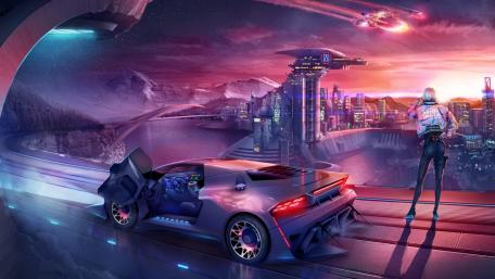 Futuristic Cityscape with Cyberpunk Vibes wallpaper