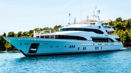 Luxury Superyacht Amidst Crystal Waters wallpaper
