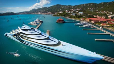 Futuristic Superyacht in Serene Waters wallpaper