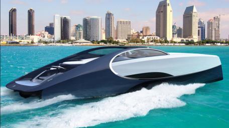 Sleek Bugatti Motorboat on Vibrant Water wallpaper
