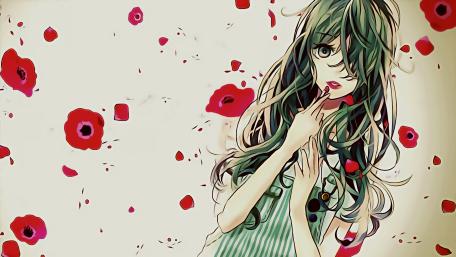 Melancholic Elegance in Blooming Red Petals wallpaper