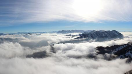 Majestic Alpine Majesty in Clouds 5K Wallpaper wallpaper