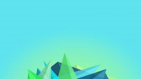 Vibrant Green Geometry in Calm Blue Sky wallpaper