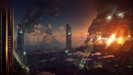 Majestic Skyborne Metropolis wallpaper