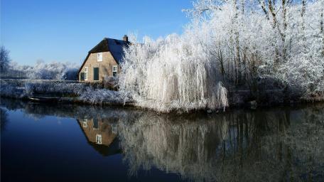 Winter Serenity by the Frozen River wallpaper