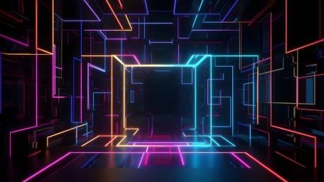 Neon Geometric Glow: A Vivid Laser Maze wallpaper