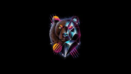 Futuristic Bear in Retrowave Style Art wallpaper
