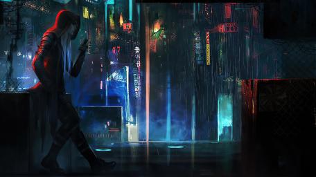 Neon Nightfall in Cyberpunk City wallpaper
