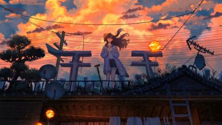 Sunset Serenity on the Rooftop Sanctuary wallpaper