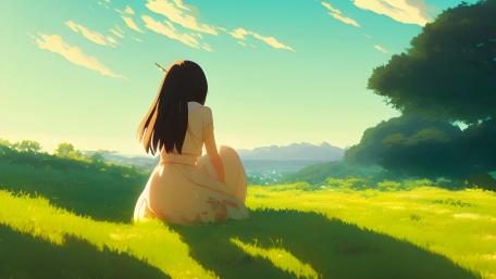 Serene Sunset in the Fields wallpaper