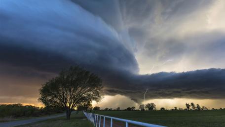 Tornado Fury Under Lightning Skies wallpaper