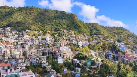 Vibrant Cityscape Nestled in Nature wallpaper