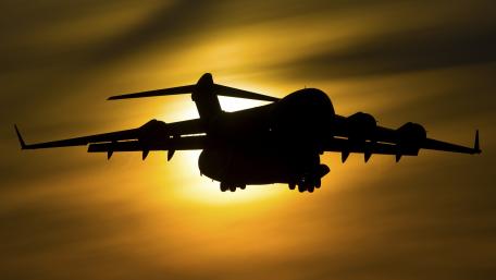 Silhouette of a C-17 at Sunset wallpaper