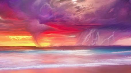 Stormy Skies Over a Mystical Beach wallpaper