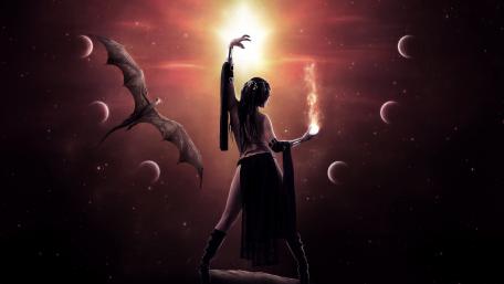 Enchanted Realm of Dragons and Witches wallpaper