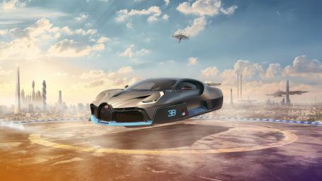Futuristic Floating Bugatti Concept Car Wallpaper wallpaper