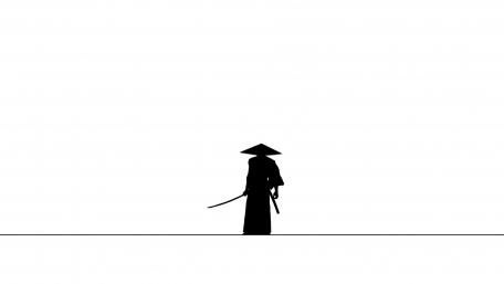 Lone Samurai in Minimalist Art wallpaper