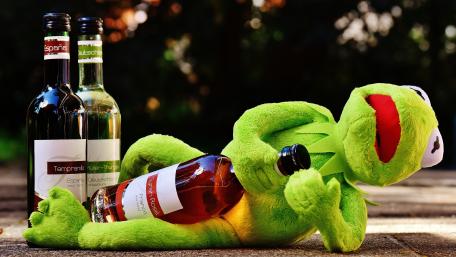 Kermit the Frog with wine bottles wallpaper