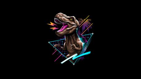 Neon T-Rex: Retro Dinosaur Vibes wallpaper