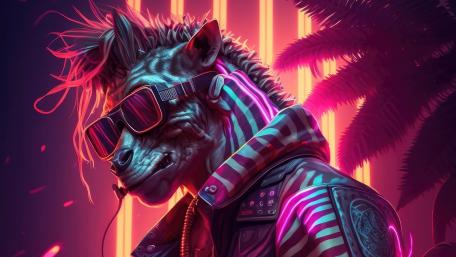 Cyberpunk zebra wallpaper