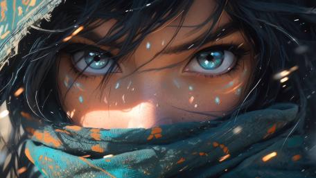 Mystic Gaze of the Masked Enchantress wallpaper