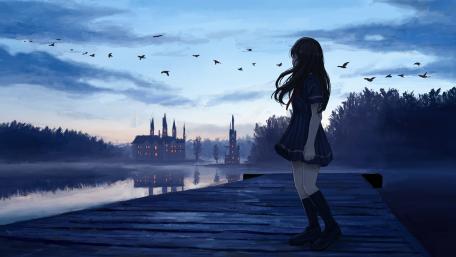 Melancholic Evening by the Lake wallpaper