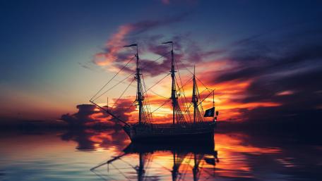 Majestic Ship at Sunset wallpaper