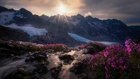 Serene Spring Morning in the Alps wallpaper
