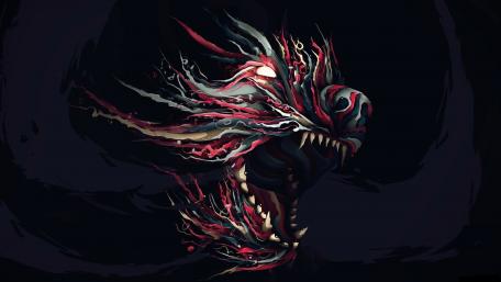 Fiery Beast Abstraction Unleashed in Vivid Hues wallpaper