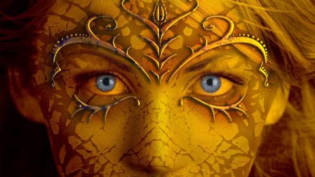 Enigmatic Beauty with Vibrant Eyes wallpaper