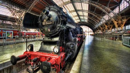 Majestic Steam Locomotive at the Station wallpaper
