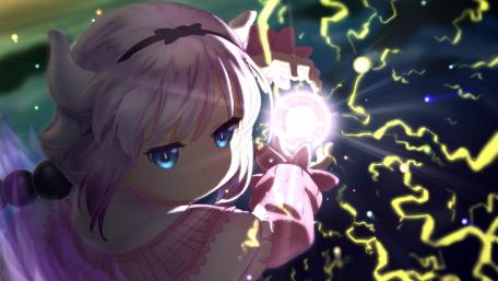 Mystical Anime Girl Harnessing Cosmic Power wallpaper