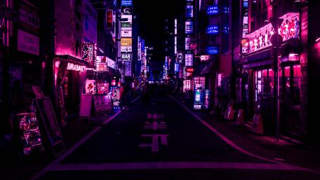 Neon Glow of a Japanese City Night wallpaper