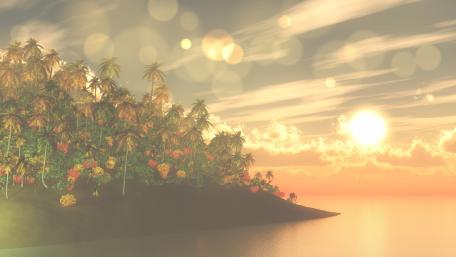 Tropical Sunset Bliss Over Serene Island wallpaper
