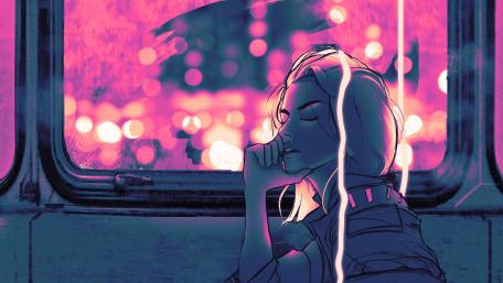 Dreamy Journey in Synthwave Colors wallpaper