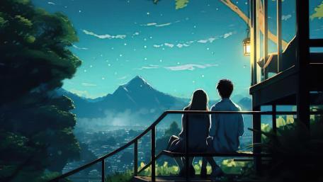 Starry Dusk and Intertwined Souls wallpaper
