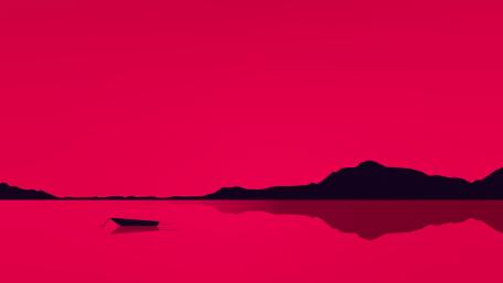 Red Tranquility on a Mystical Lake wallpaper