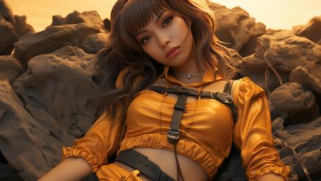 Golden Sunset Fantasy Girl wallpaper