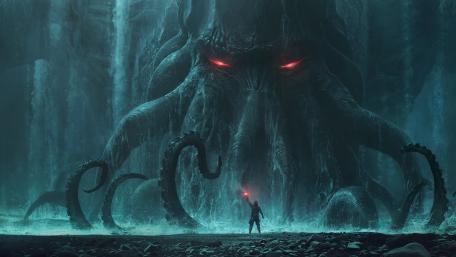 Ancient Leviathan Awakens in Abyssal Realm wallpaper