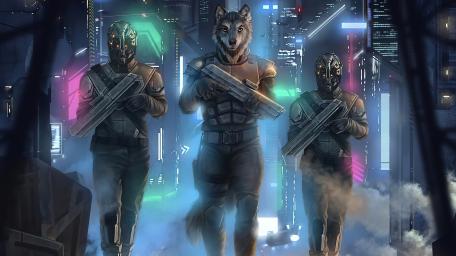 Futuristic Fantasy Brigade of the Wolf Warriors wallpaper
