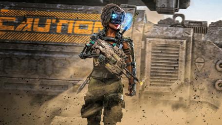 Cyborg Soldier in Futuristic Battle Gear wallpaper